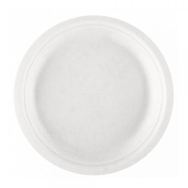 Тарелка Bionic 18*1,8 см, белая, 50 шт, сахарный тростник, Garcia de Pou Испания