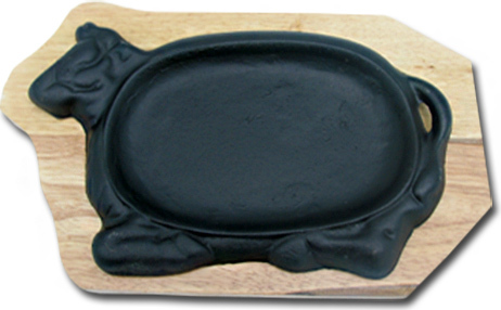 Сковорода на деревянной подставке Коровка 270 х 180 мм