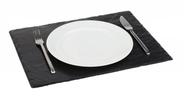 Блюдо для подачи прямоугольное 47*10 см h=0,5 см чёрное, сланец APS